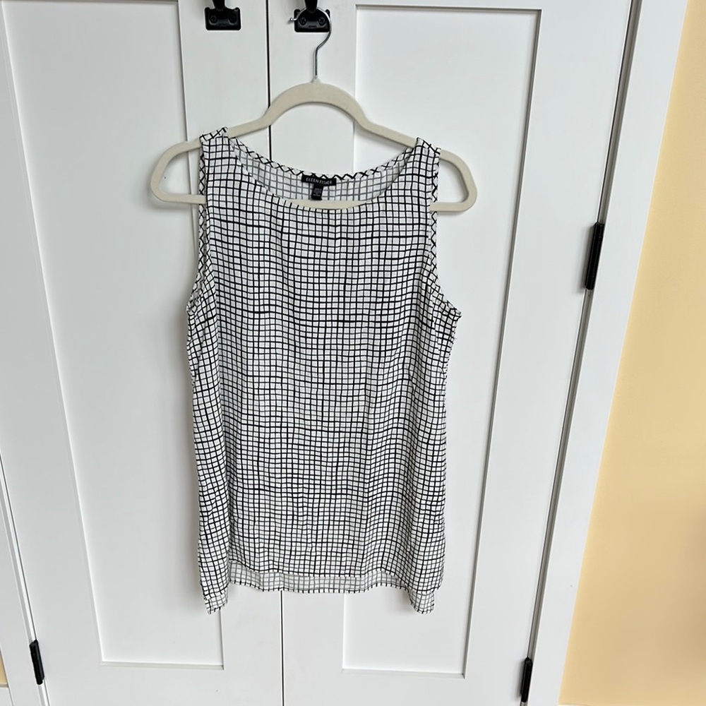 Eileen Fisher Black and White Sleeveless  Top Size SP